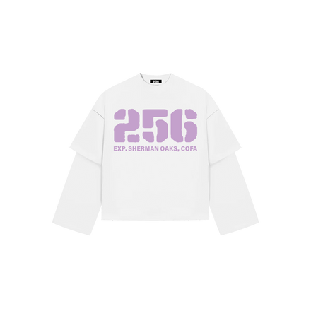 "PURPLE SIGNATURE" WHITE DOUBLE LONGSLEEVE